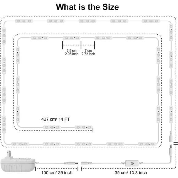 Hollywood Glam Led Vanity Lights Kit, 14ft Dimmable Mirror Lights, Full Body - Picture 4 of 6